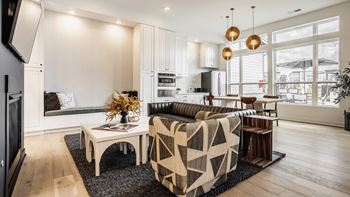 Bright courtyard with sitting area at Upper Vue Flats, Ohio, 43016